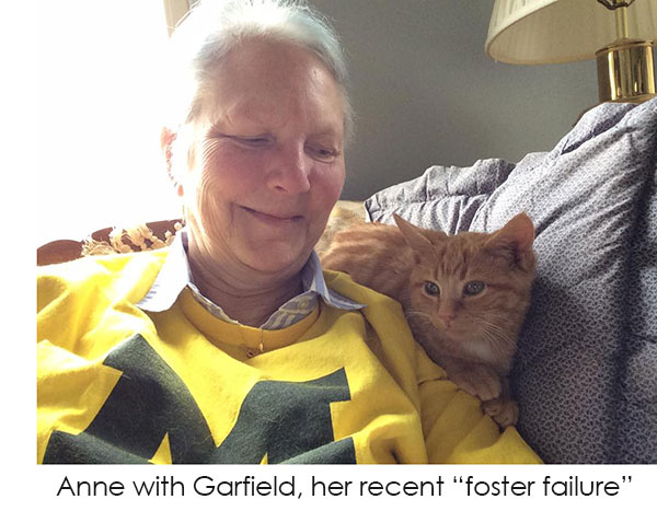 Anne Alatalo with Garfield cat